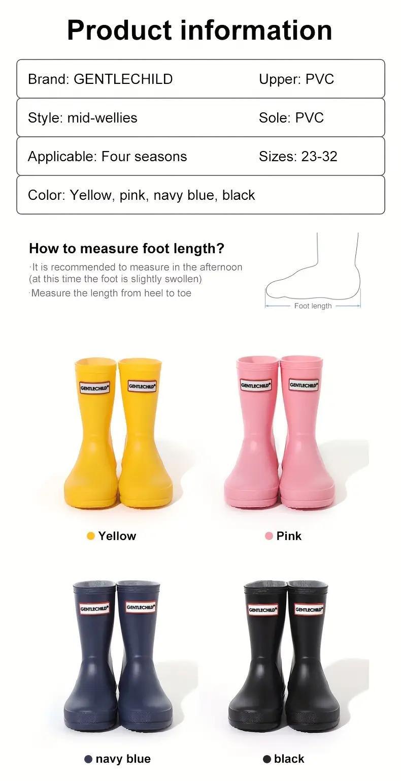 [Soft Rubber Rain Boots] Lightweight Rain Boots |           Boys Outdoor Simple Boots 2-8 Years Old Kindergarten Students Soft Non-Slip All-Season High-Quality Shoes School Day Camping Beach Garden Play Integrated Design Keep Feet Dry