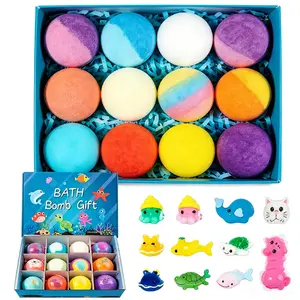 Kids Bath Bombs with Toys, 12-Piece Natural Bubble Bath Fizzers Set with Surprise Ocean Toys Inside (12 Scents), Fun Birthday Gifts for Kids, Bath Bombs With Toy In It