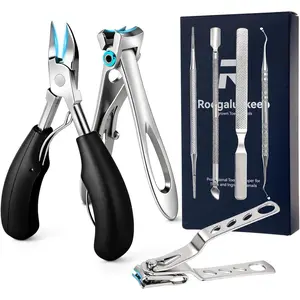 7-Piece Professional Stainless Steel Ingrown Toenail Removal Kit, Thick Toenail Clippers Treatment Set, Heavy Duty Foot Care Tools for Adults Seniors Home Use