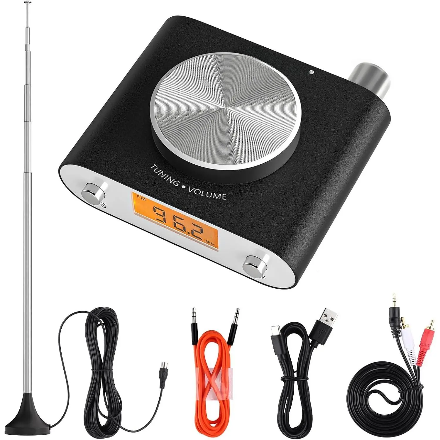 FM Radio Receiver, Professional Si4730 Radio Receiver with 33ft Long Cables Antenna, Mini FM  Frequency HiFi Support Type -C Interface & 3.5mm Audio Output
