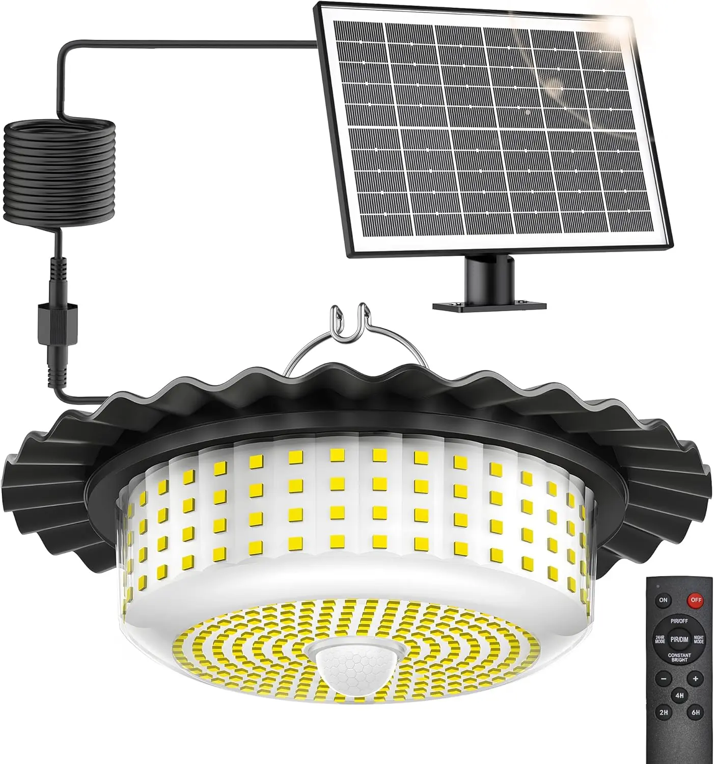 Solar Lights Outdoor Waterproof,396 LED Solar Shed Light Indoor Outdoor with Remote Control,Timer, Solar Pendant Light 5 Modes,Solar Powered Barn Lights for Chicken Coop,Gazebo,Garage,Shop
