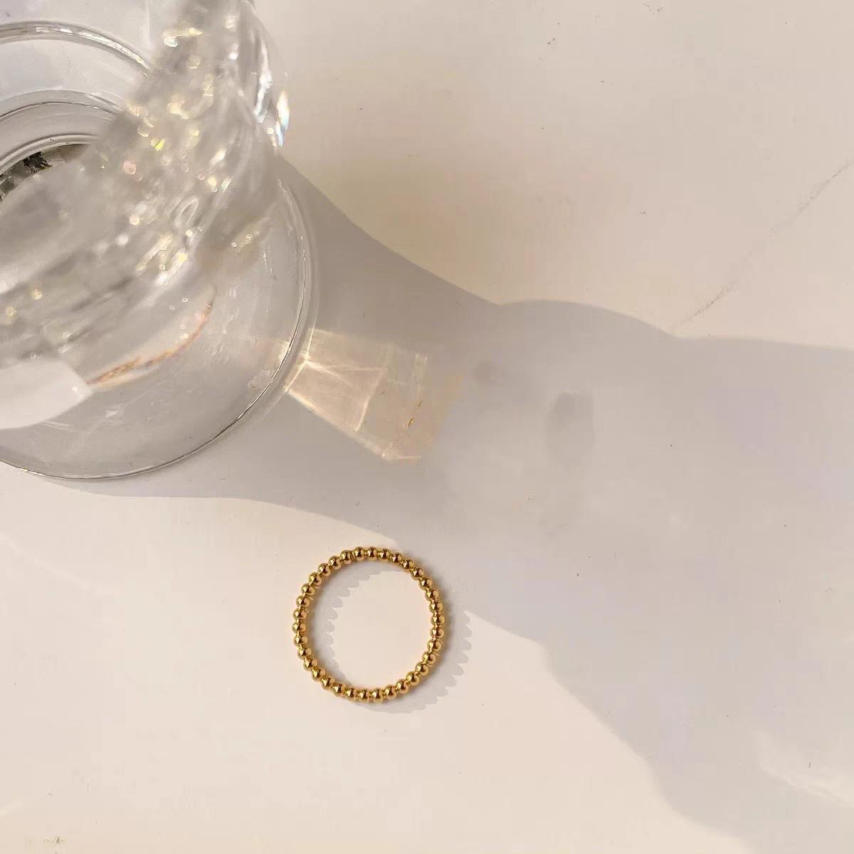 New stainless steel round bead ins ring from Europe and America, fashionable, light luxury and personalized plated ring jewelry