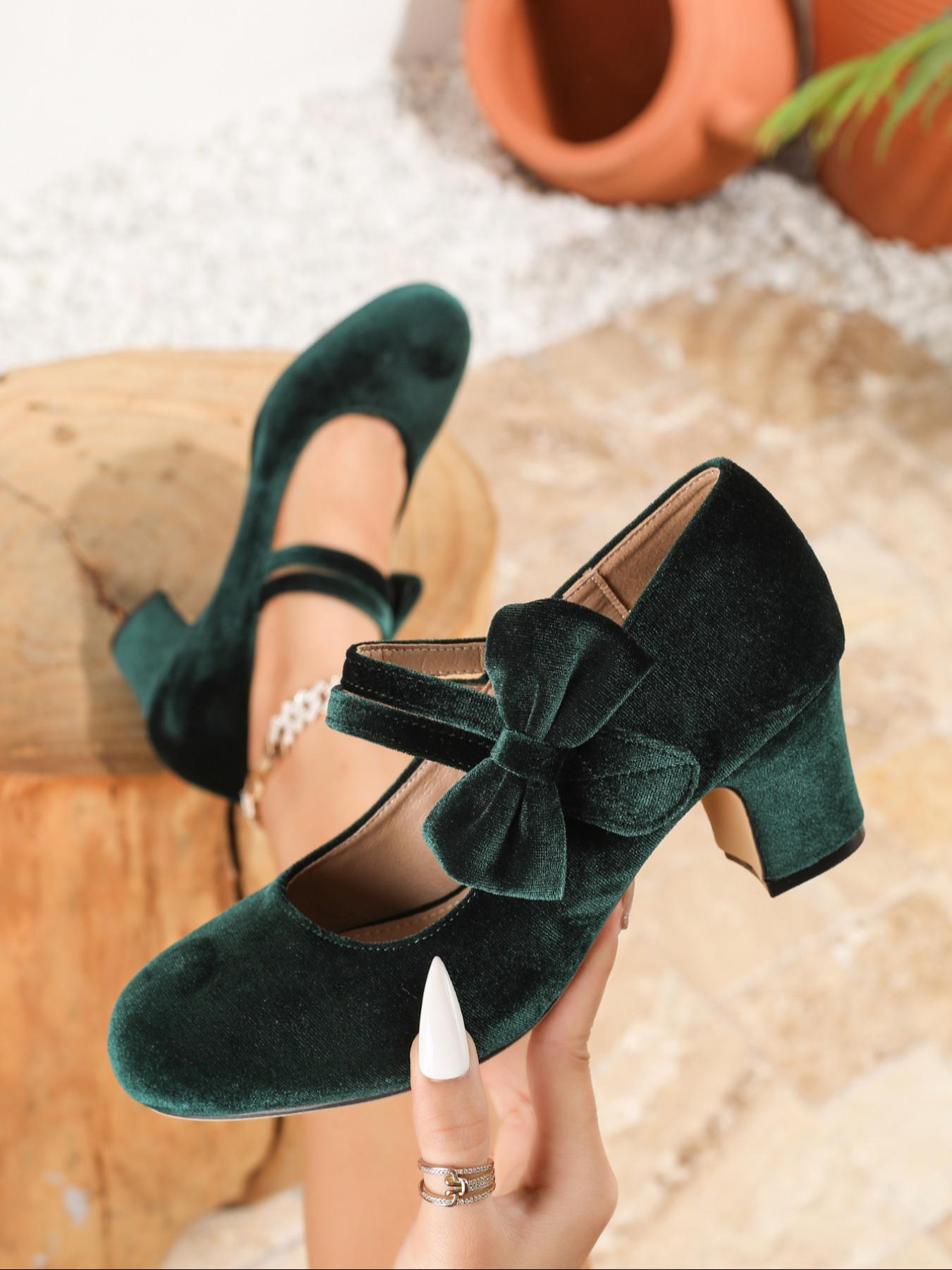 Women's Elegant Bowknot Design Mary Janes Pumps, Fashionable Solid Color Round Toe Thin Heels for Party, Daily Clothing Decor for Women & Girls, Classy, High Heel