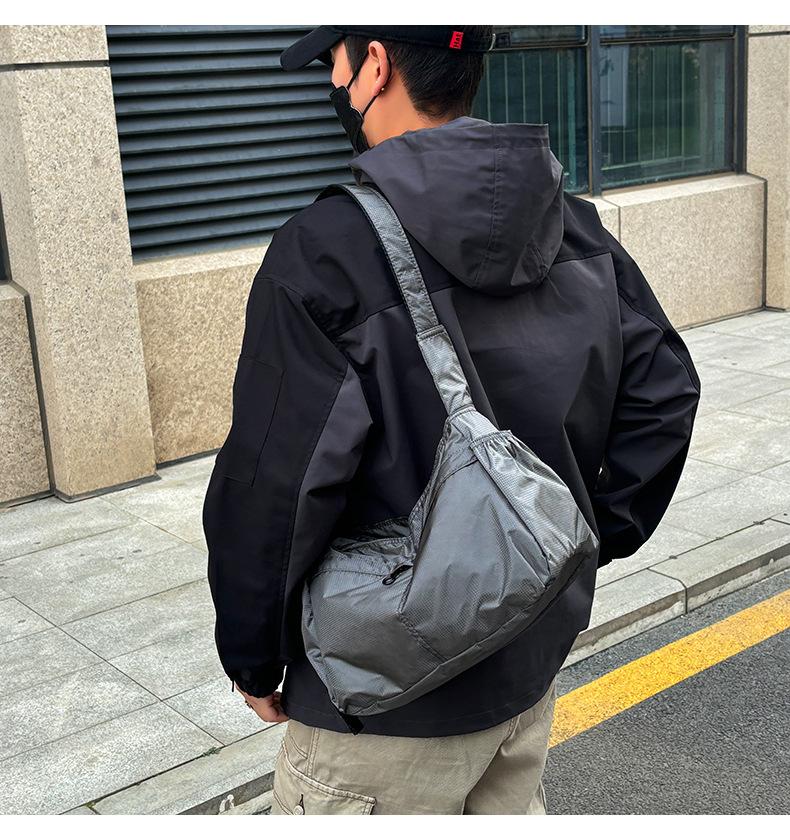 Men’s Waterproof Canvas Messenger Bag - Japanese Dumpling Crossbody Bag, Large Capacity, Multi-Pocket, Lightweight, Durable, for Work, Travel