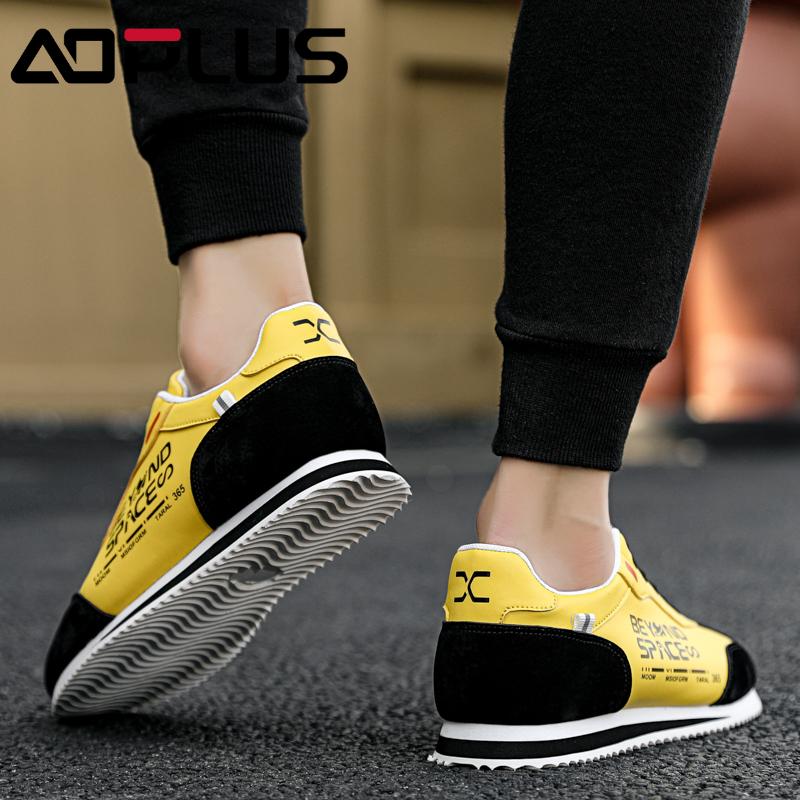 AOPLUS Men's Color Block Sneakers – Bold Yellow & Black Casual Shoes with Unique Graphic Design