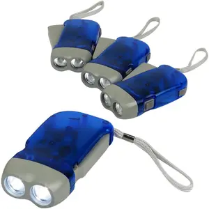 Hand Crank  Flashlight 4-Pack - Rechargeable Crank Light, Double LED Hand Press Flashlight for Camping, , Hiking, Outdoor  & Power Outages
