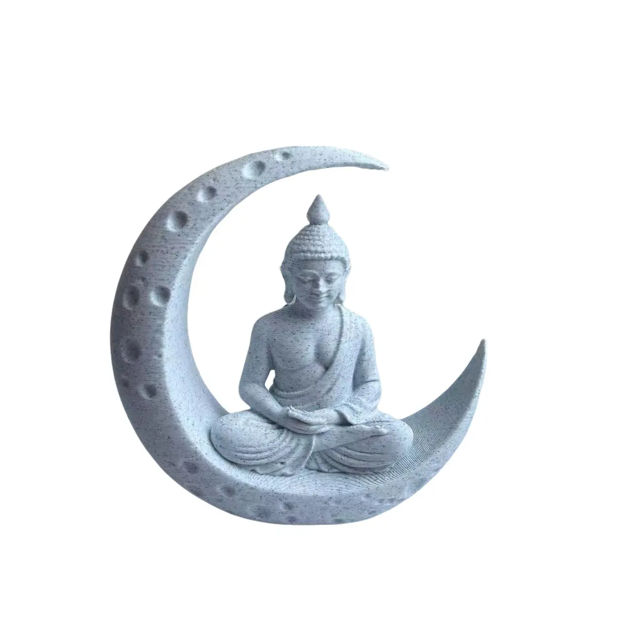 Moon Sitting Buddha Ornament, Marble Texture Plastic Sculpture, Zen New Moon Buddha Desktop Decor, Elegant Home Decoration Piece