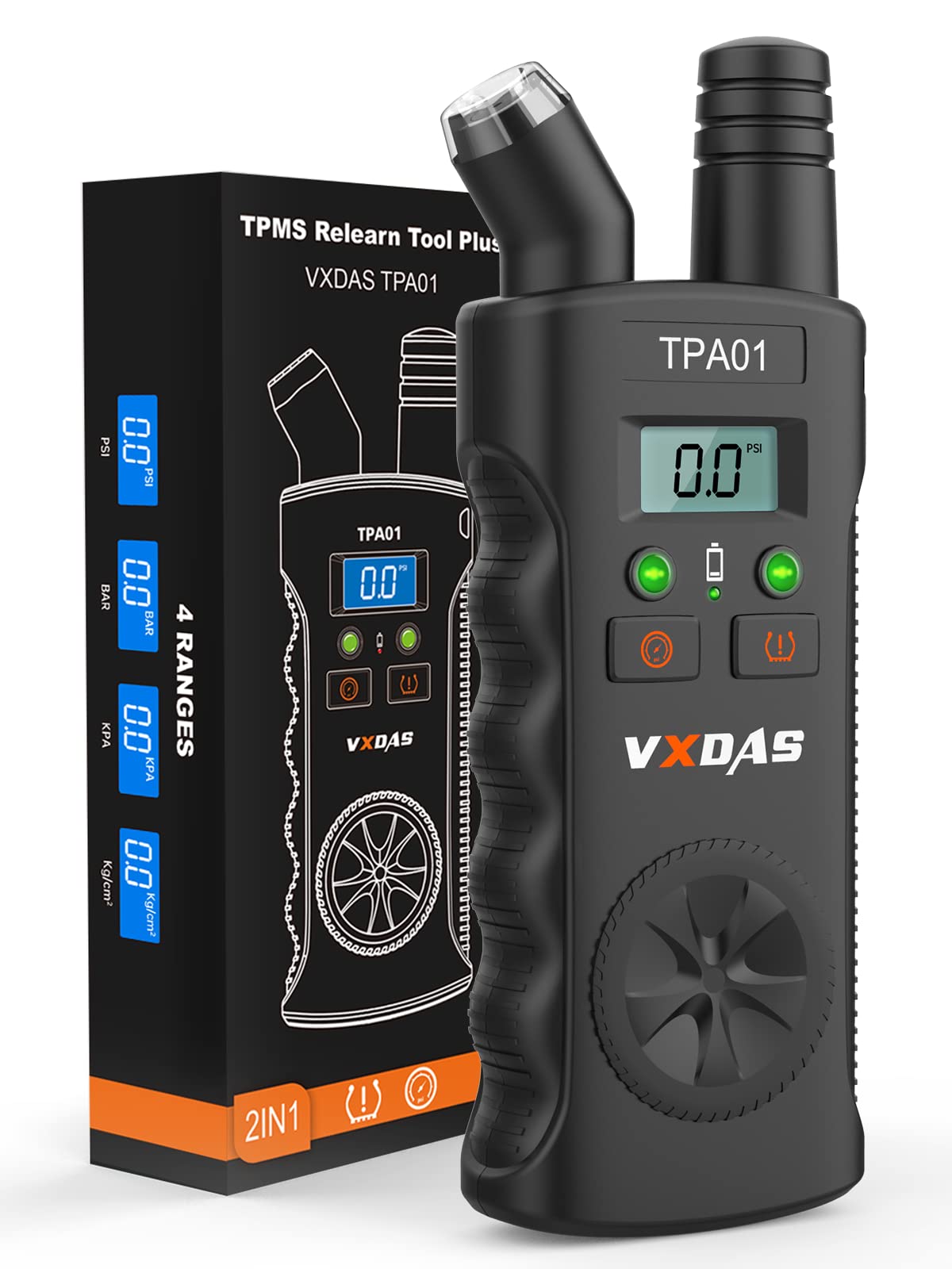 [For GM]VXDAS TPA01 2-in-1: GM TPMS Relearn Tool + 150 PSI Digital Tire Pressure Gauge | Professional Tire Sensor Reset for Chevy, Buick, GMC & Cadillac