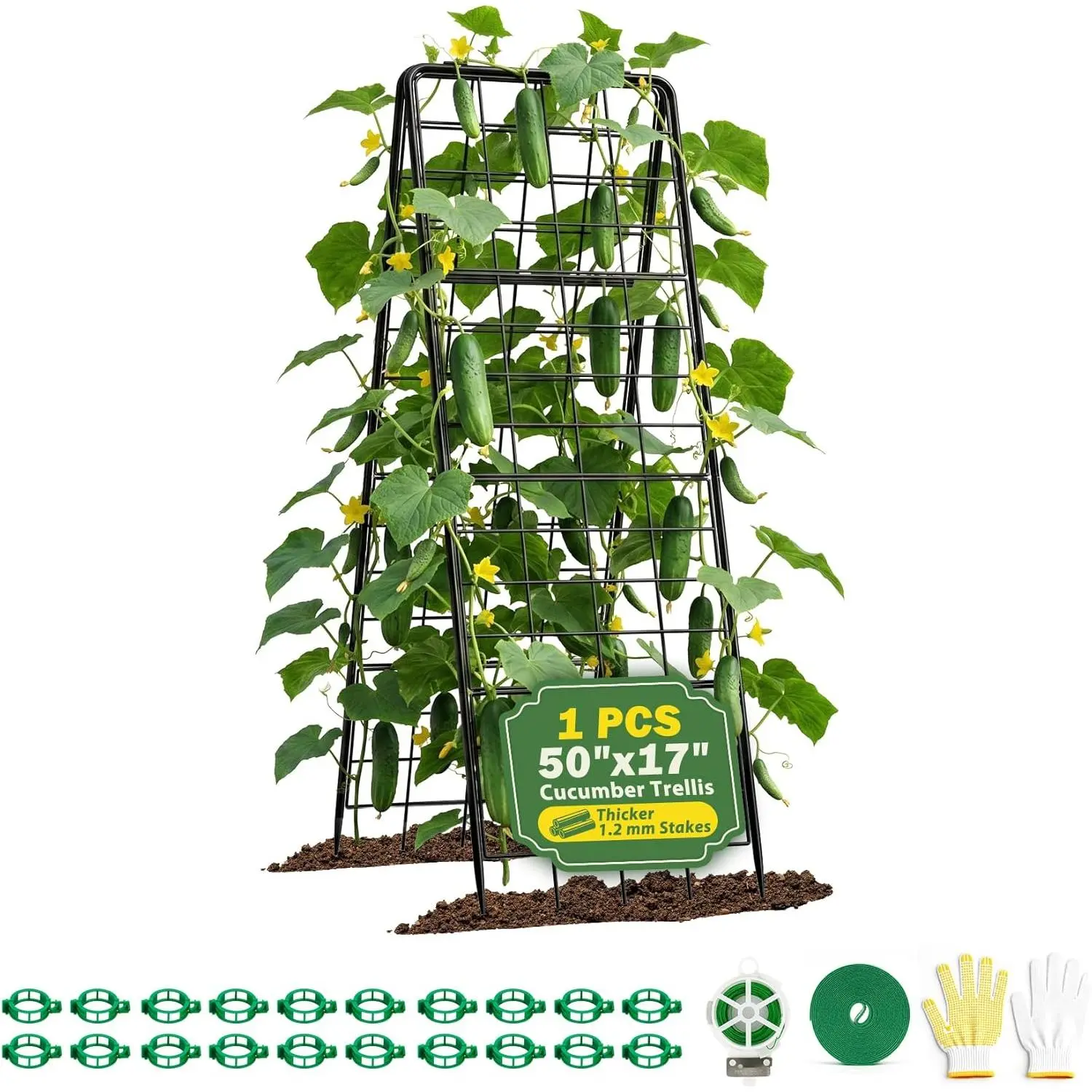 Heavy Duty 50"x17" Adjustable A-Frame Trellis for Climbing  Outdoor, Metal Rust-Proof Garden Trellis, Dense Grid Climbing Frame Trellis for Raised Beds, Cucumber, Tomatoes Outdoor (1 Pack)
