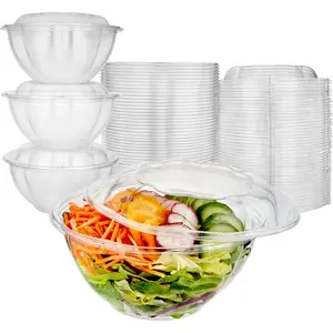 32-ounce transparent plastic salad bowls (with lids, disposable, pack of 50), medium-sized takeout containers with press-on lids, suitable for fruit salads, quinoa, lunch and meal prep, acai bowls, and party takeout containers
