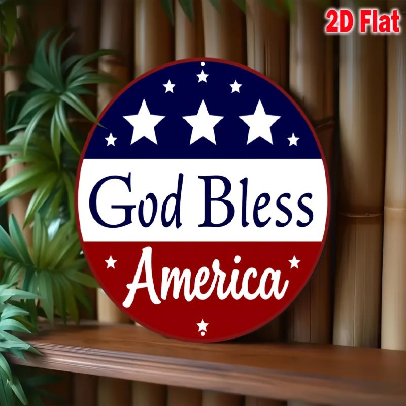 Decorative Signs And Plaques in Format, Patriotic And Sacred American Glory Hanging Sign - Heavy-Duty Independence Day Decoration with Navy Blue And Red Stars, 8X8 Inch Wall Decor Resembling The American Flag