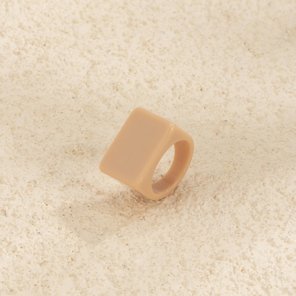 Trendy Colorful Acrylic Plain Ring Geometric Square Wide Resin Band Fashion Minimalist Jewelry for Women Men