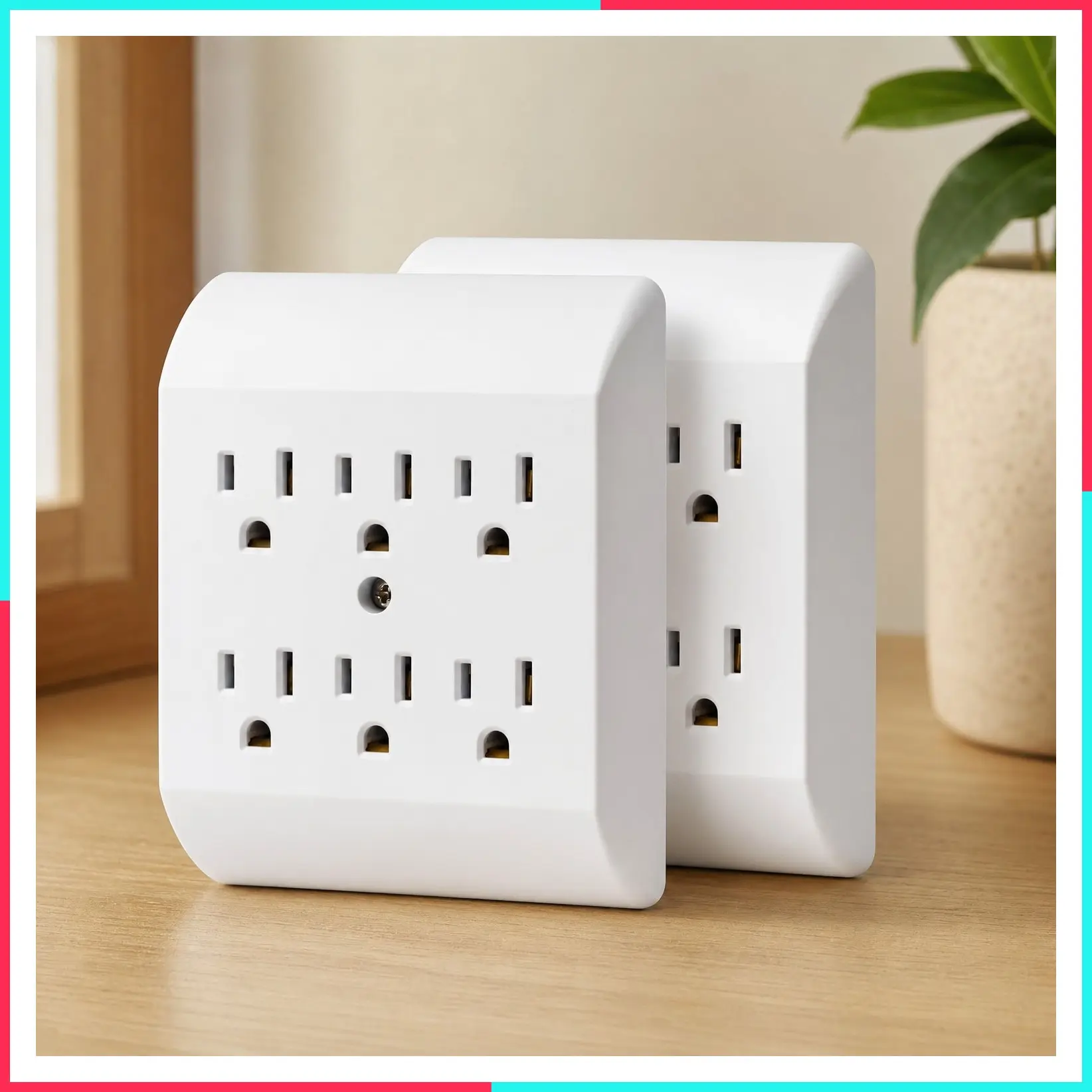 ETL Listed 2-Pack 15A 1875W 6-Outlet Wall Tap Extender