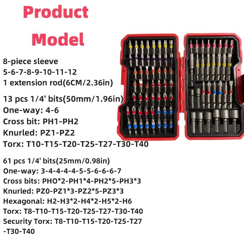 Impact Driver Drill Bit Set, Magnetic Nut Driver Set, S2 Steel Cross Slot, Slotted, Square, Star, Hex, Torx Bits, Screwdriver Bit Set, Power Tool Accessories
