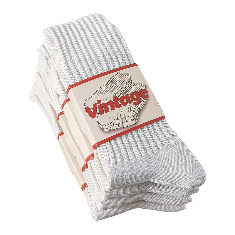 4 Pairs Natural 98% Cotton Crew Socks - Seamless, Breathable, Cozy Fall & Winter Socks for Women & Men