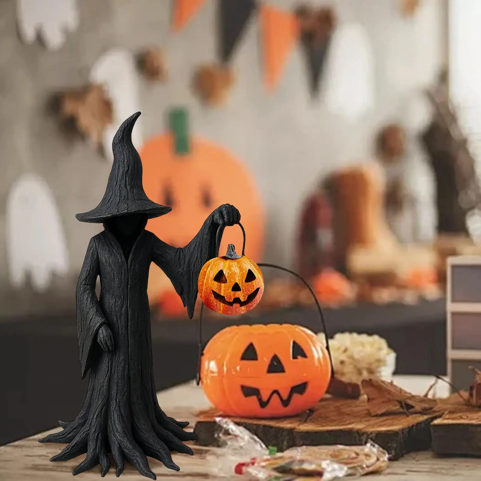 Cracker Barrel Witch Statue Halloween Resin Ornament, Resin Sculptures, Home Decor Sculpture, Unique Gift Idea, Perfect for Festive Atmosphere