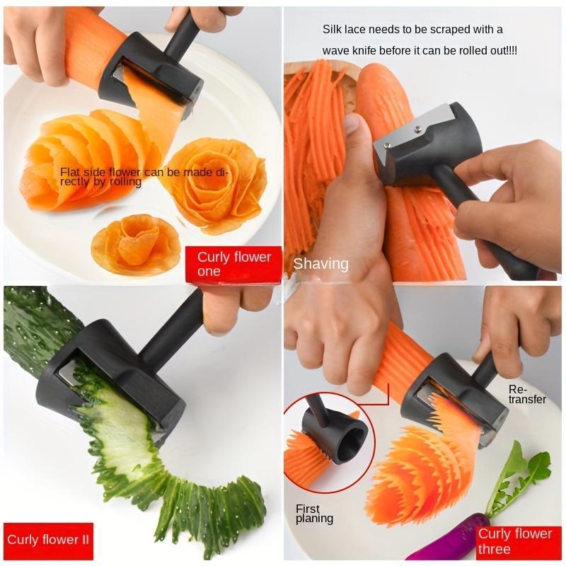 1 Multifunctional Spiral Roller | Creative Cucumber and Carrot Slicer, Fruit and Vegetable Knife, Made of PP and 400 Series Stainless Steel, Uncharged