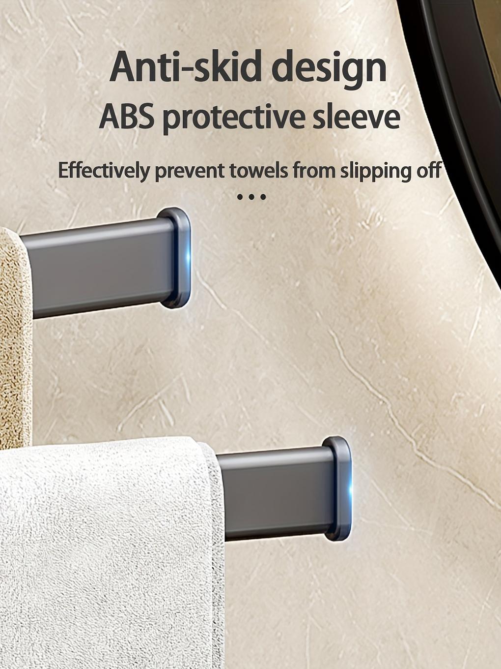 Multi-bar rotating towel rack, wall-mounted bathroom towel rack, space-saving corner hooks, metal rod with smooth rotation