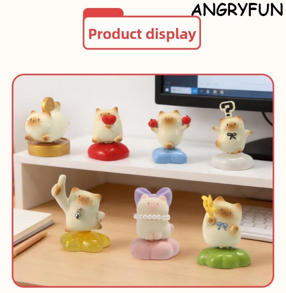 ANGRYFUN Cat PAI Rotating Blind Box Figure – Cute Siamese Cat Collectible Desk Figurine, Spinning Display Toy Gift for Girls and Collectors