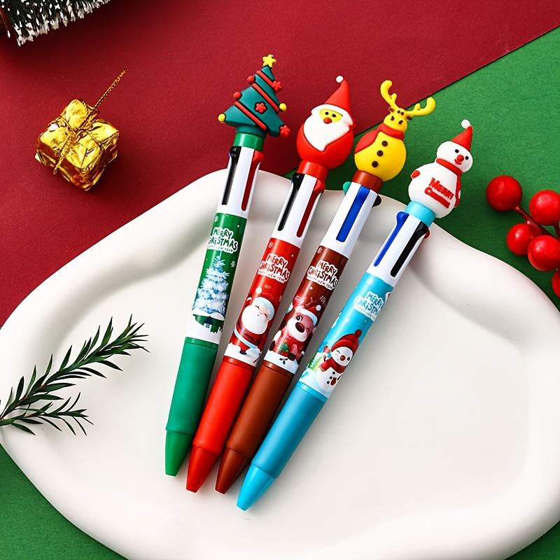 Christmas Ballpoint Pens Set, 4-Color Design with Santa Claus & Reindeer Patterns, Perfect Gift for Holiday Celebrations Christmas Ballpoint Pens Set, 4-Color Design with Santa Claus & Reindeer Patterns, Perfect Gift for Holiday Celebrations