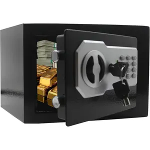 Digital Electronic Keypad Steel Security Safe Lock Box 0.2 CF Black, for Home Office Hotel Business Cash Jewelry Storage