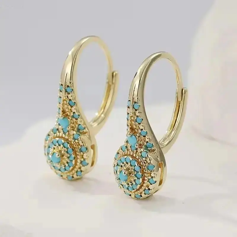 Teardrop‑Shaped Inlaid Dangle Earrings, Boho Vintage Drop Earrings, Elegant Statement Ear Ornaments for Women, Versatile Fashion Jewelry, Perfect for Daily Outfits, Dating, Weddings, Parties & Thoughtful Gift Selections