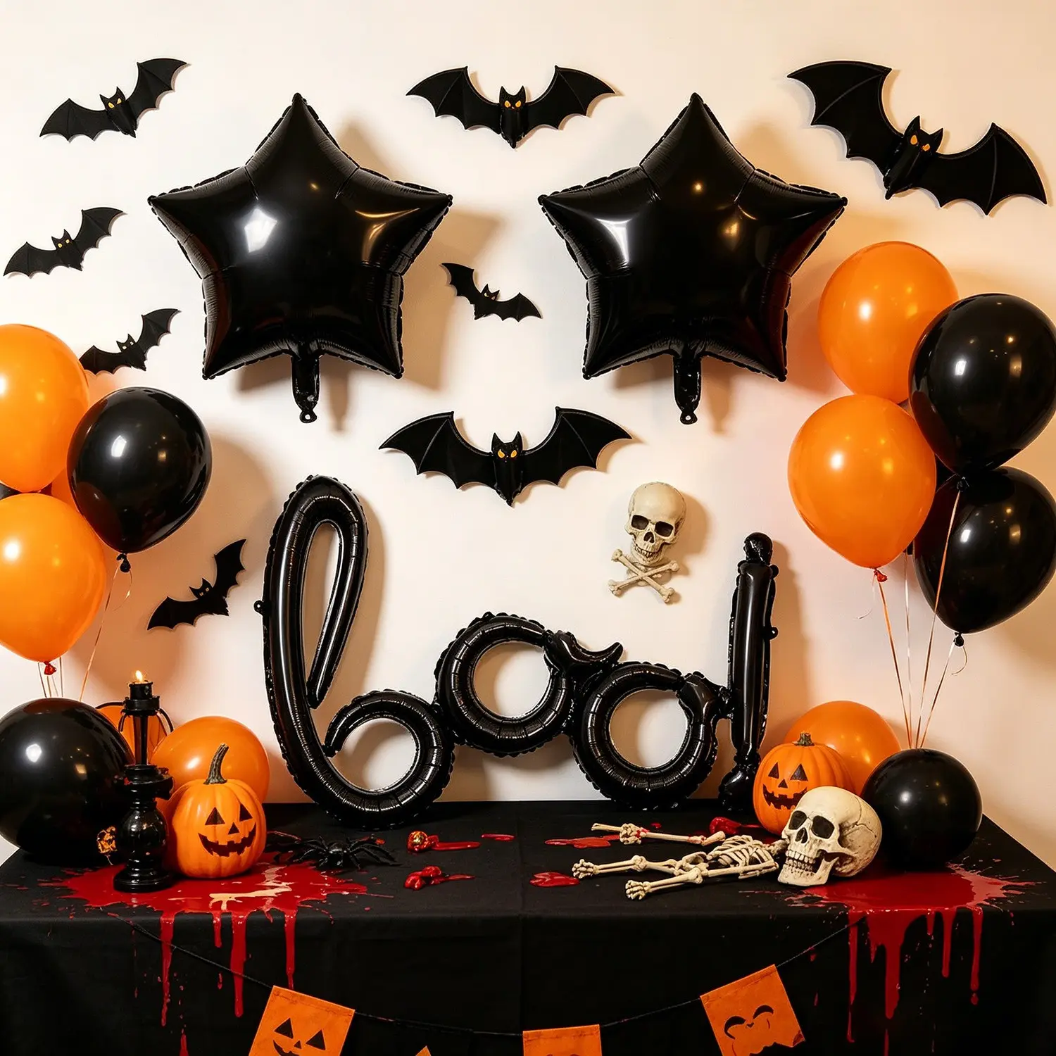 Halloween Boo Letter Balloon Set, 5 Halloween Harvest Theme Balloons, 28.74 Inch Boo Balloon, 18 Inch Star Balloon, Party Decorations