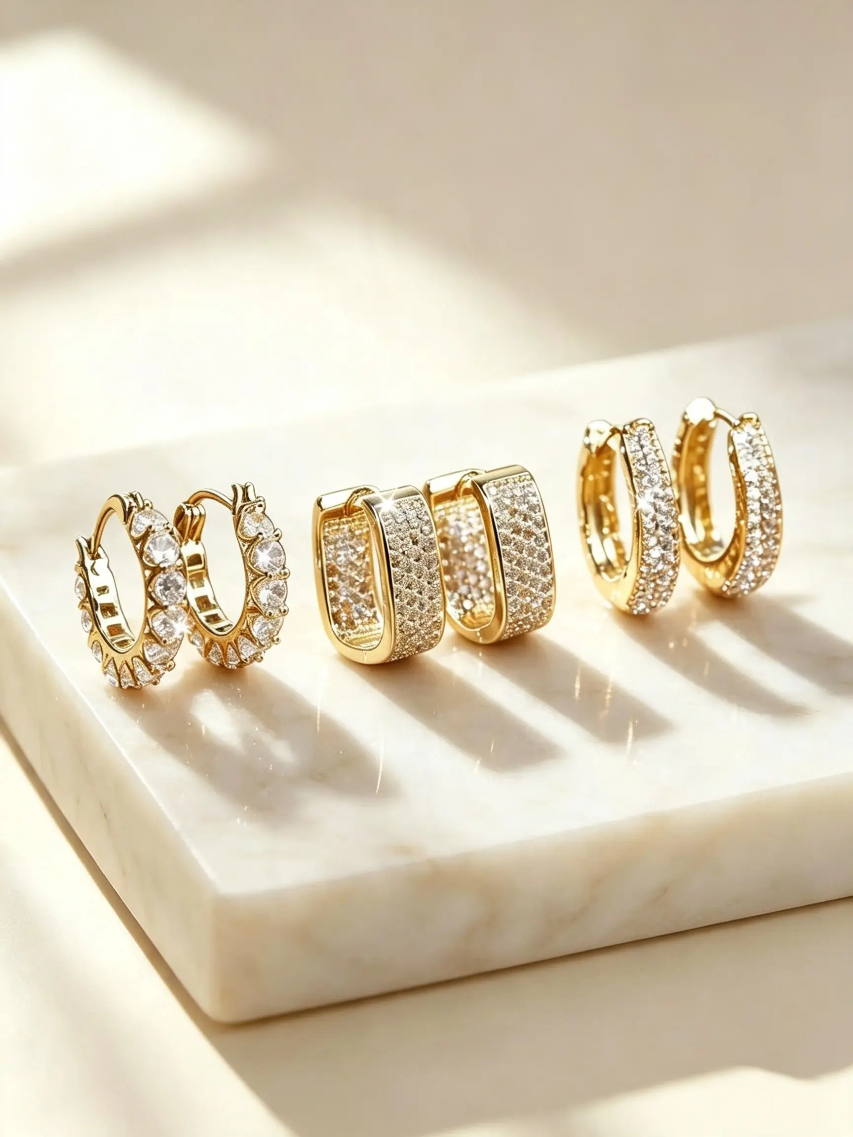 Elegant Multi‑Pair Earring Stacking Set for Women, Layered Round & Geometric Huggie Earrings, Hinged Snap Clasp Fashion Jewelry