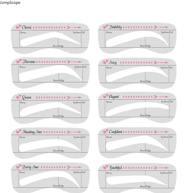 10Pcs Reusable Transparent Silicone Eyebrow Stencils Kit, Multi Natural Arch Brow Drawing Template Beginner Symmetrical Eyebrow Makeup Helper Tool