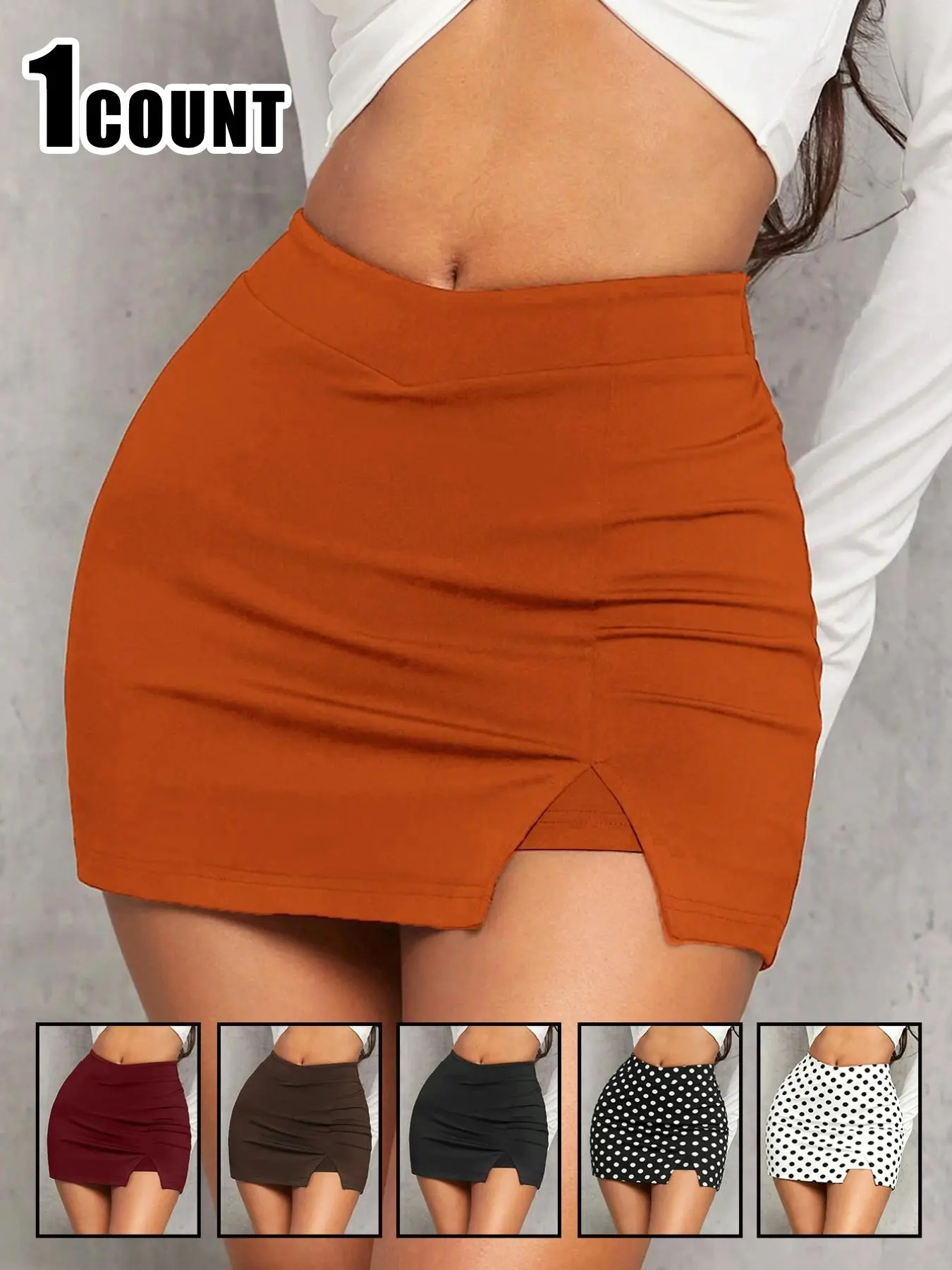Women's Sexy Slit Hem High Waist Bodycon Skirt, Soft Fabric, Figure-Hugging Design Short Mini Skirt, Available in One or Two Pack