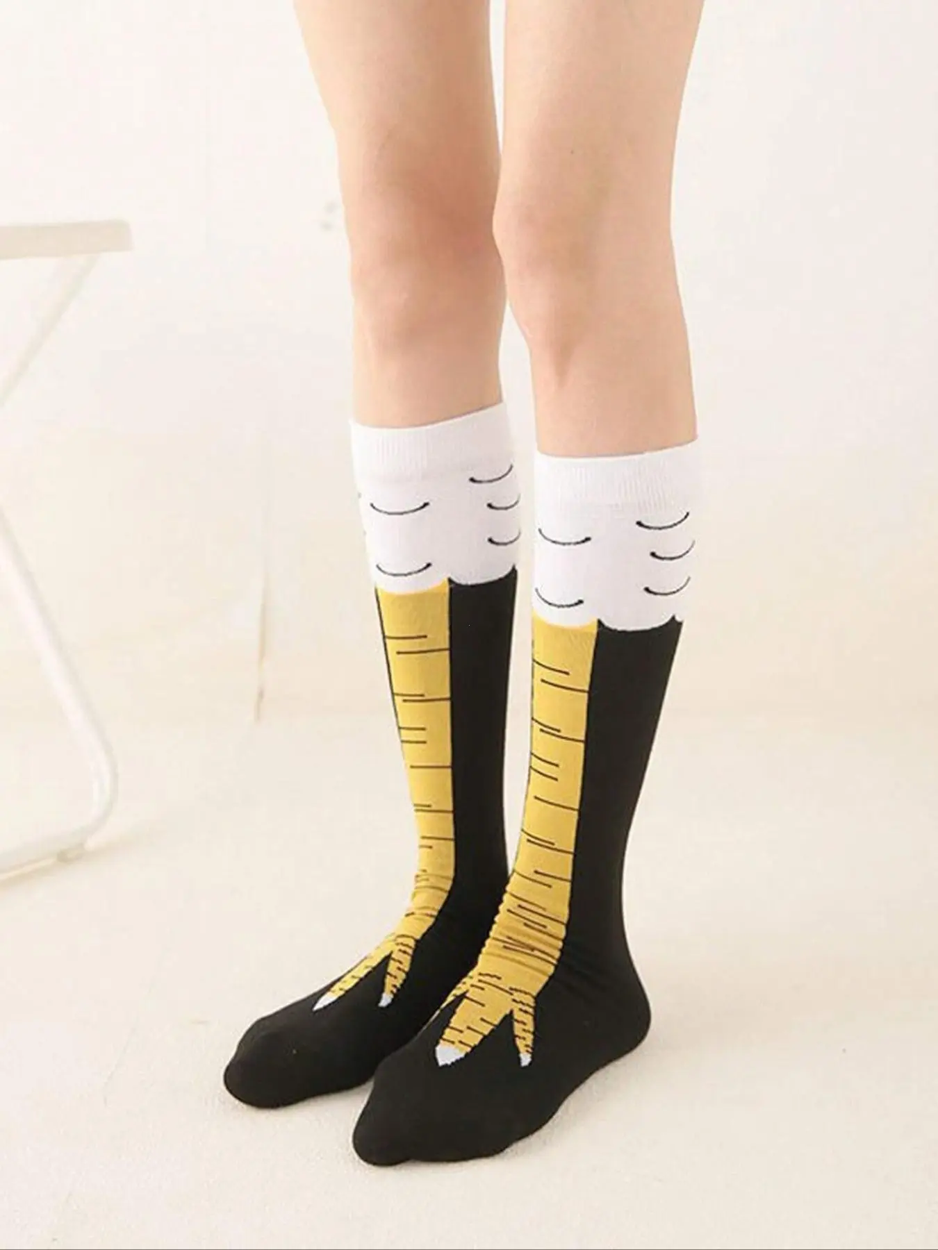 Men's Long Tube Socks, Chicken Claw Print, Fitness Slimming, Funny Chicken Foot Socks, Ostrich Pattern, Fashionable Style