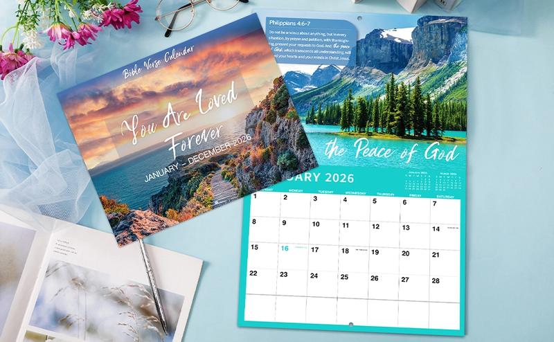 2026 Wall Calendar - 2026 Bible Verse Calendar, 12 Monthly Wall Calendars, Jan. 2026 - Dec. 2026, 11" x 8.5", Wall Calendar 2026 with Unruled Blocks and Thick Glossy Paper, Bible Quotes 2026 Wall Calendar - 2026 Bible Verse Calendar, 12 Monthly Wall Calendars, Jan. 2026 - Dec. 2026, 11" x 8.5", Wall Calendar 2026 with Unruled Blocks and Thick Glossy Paper, Bible Quotes