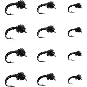 Fly Fishing Flies | Bead Head Midge Flies | Nymph Flies | Flies for Fly Fishing | 3 Size Fly Fishing Assortment | Trout Flies | Bass Flies | 12pc in Sizes 16, 18, 20