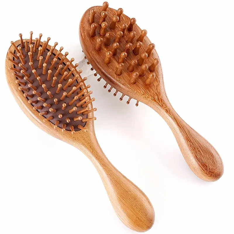 Wooden Scalp Massage Comb, Air Cushion Hair Brush with Smooth Rounded Bristles for Detangling, Locs, Dreadlocks and Daily Hair Care