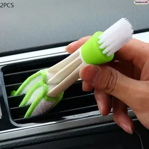Microfiber Blind Cleaner Brush, Reusable Window Blind Cleaning Tool with 3-Prong Dust Remover, Anti-Static Duster for Air Vents, Shutters, Window Blinds and Hard-to-Reach Gaps, Household Deep Cleaning Gadget