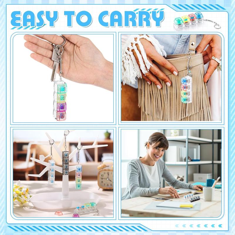 Keyboard Adult Fidget Toy Clicker Toy, Keyboard Fidget Keychain Cube Mechanical Key Button Clicker Stress Relief Gift for Office School Home to Pass The Time