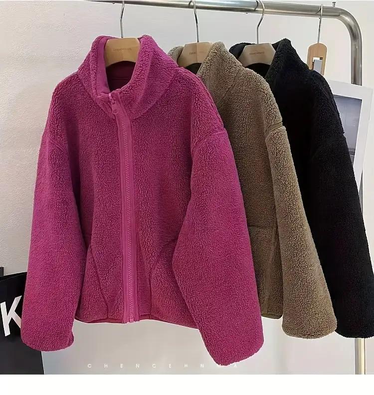 Girls' & Teens' Reversible Zip-Up Coat - Dual-Sided Winter Jacket, Full-Zip Front Closure, Stand Collar, Loose Fit Outerwear for School, Everyday & Formal Events - Easy-Care Polyester Lining, School Jacket, Stylish Pockets, Durable Construction, Fleece Li