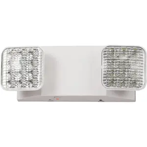 LED Emergency Lights with Battery Backup, Two Head Adjustable Commercial Emergency Lights, UL Listed, AC 120/277V, Hardwired Emergency Exit Light Fixtures for Business - 1 Pack(White)