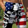 Men's Fashion Skull Flag Swim Trunks, Polyester Material, Mixed Color, Quick-Dry, Beach Surfing Diving, Sporty Fitted Short Pants, Printed Swim Trunks, Swim Shorts, Shorts Swimwear