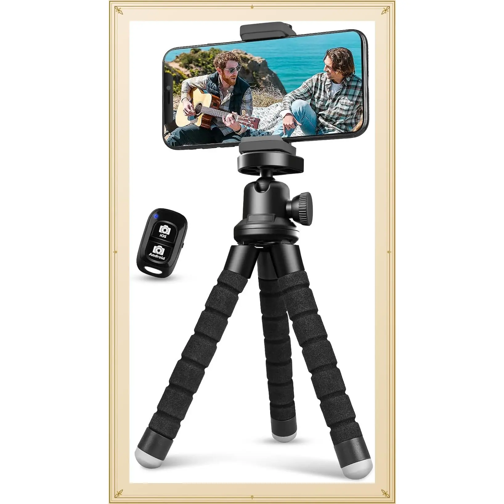 Phone Tripod, Flexible Tripod for iPhone and Android Cell Phone, with Wireless Remote and Clip for Video Recording, Vlogging, SelfieGift