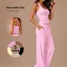 Women's 2-Piece Set Cooling Athletic Set Tank Top and Wide Leg Pants Outfit Breathable Quick Dry High Stretch Activewear with Adjustable Drawstring Removable Pads Yoga Set for Gym Travel Airport Streetwear Casual Fashion Lounge Wear