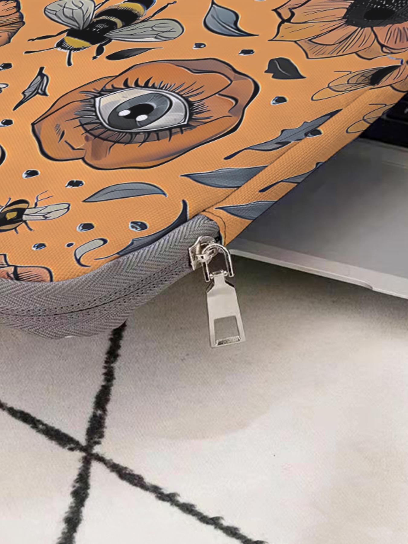 Bee Pattern Printed Laptop Backpack, Soft Notebook Sleeve, Laptop Bags, Fits Laptops & Tablets, Casual Zippered Convenient Storage Bag for All Seasons