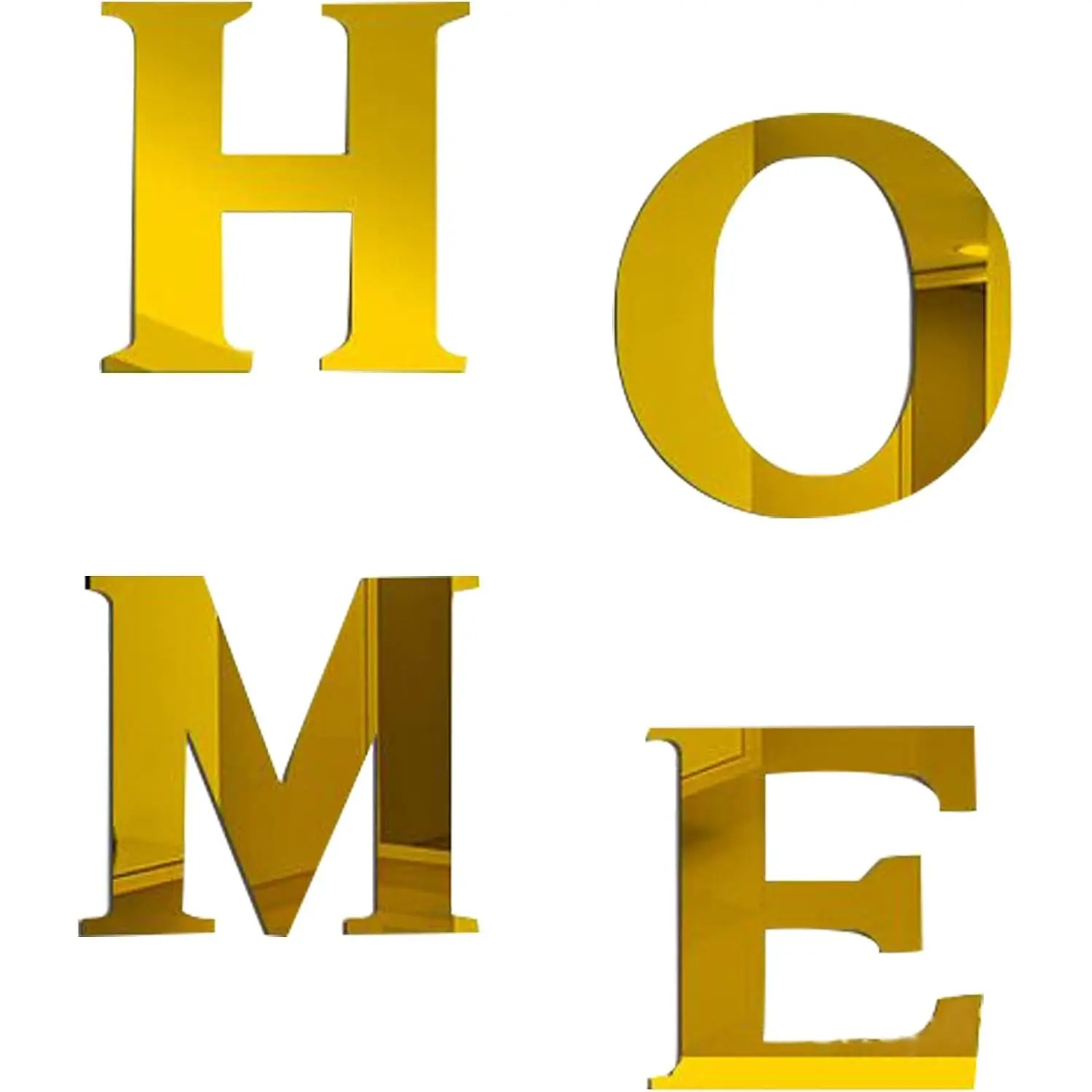 4 count  Sign Letters   Mirror Wall Decor Stickers Wall Art Family Wall  Decor Self Adhesive Removable  for  Living Room Bedroom Decoration  Color