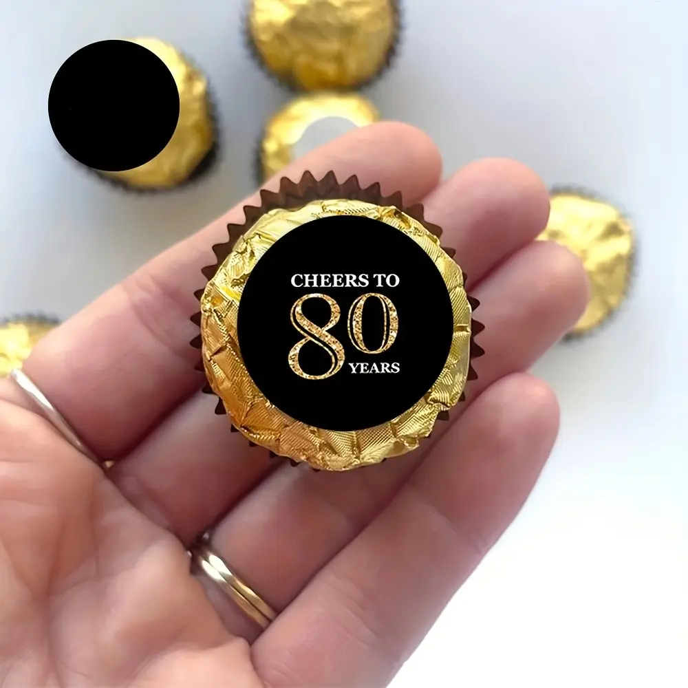 200 Round Stickers for 80th Birthday, Bold Number Design, Background, Perfect for Greeting Cards, Gift Bags, Party Gifts, Invitations
