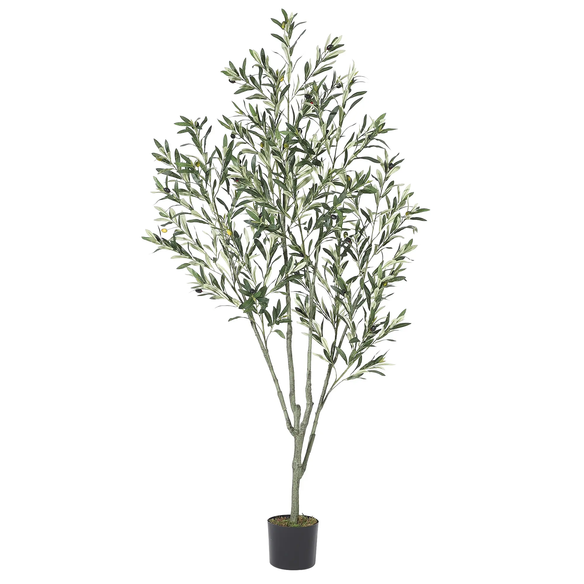 6FT Artificial Olive Tree, Fake Olive Tree with Realistic Leaves and Fruits, Faux Floor Plant in Pot
