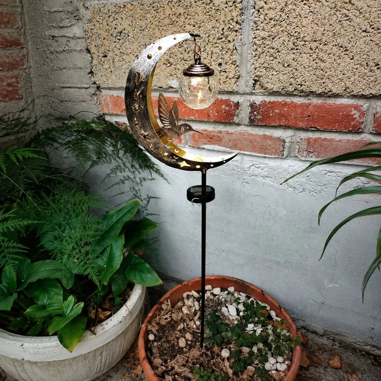 Solar Birdhouse Lawn Light, Iron Art Design with Broken Glass Ball, Auto Shutoff, Outdoor Garden Decor, Pathway Lighting, Holiday Gift, Outdoor Pathway Lights Solar Powered, Solar Decorative Lights