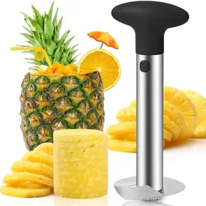 Premium Pineapple Corer and Slicer Tool - Sharp Pineapple Cutter with Serrated Tips - Easy to Use and Clean - Stainless Steel Core Remover for Pineapple - Core Fruits with
