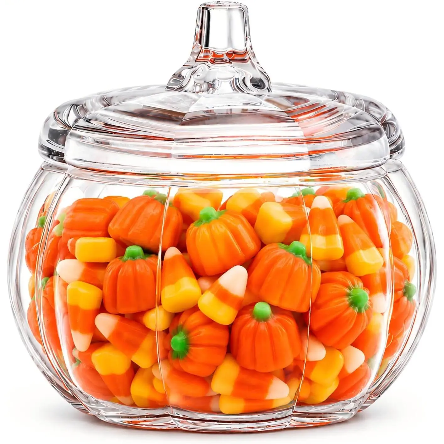 Pumpkin Glass Candy Jars with Lid - Halloween Cookie Jar 33.8oz | Fall Glass Storage Containers with  Thanksgiving  Jar for Kitchen Canisters  Storage for Coffee Bean  Nuts