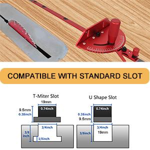 Aluminum Table Saw Precision Miter Gauge – Works with Table Saws, Band Saws & Router Tables – Includes Multi T-Track Fence with Scale & T-Track Flip Stop – Perfect for Woodworking, Cabinetry, Furniture Making, Crosscuts & Angle Cuts – Red
