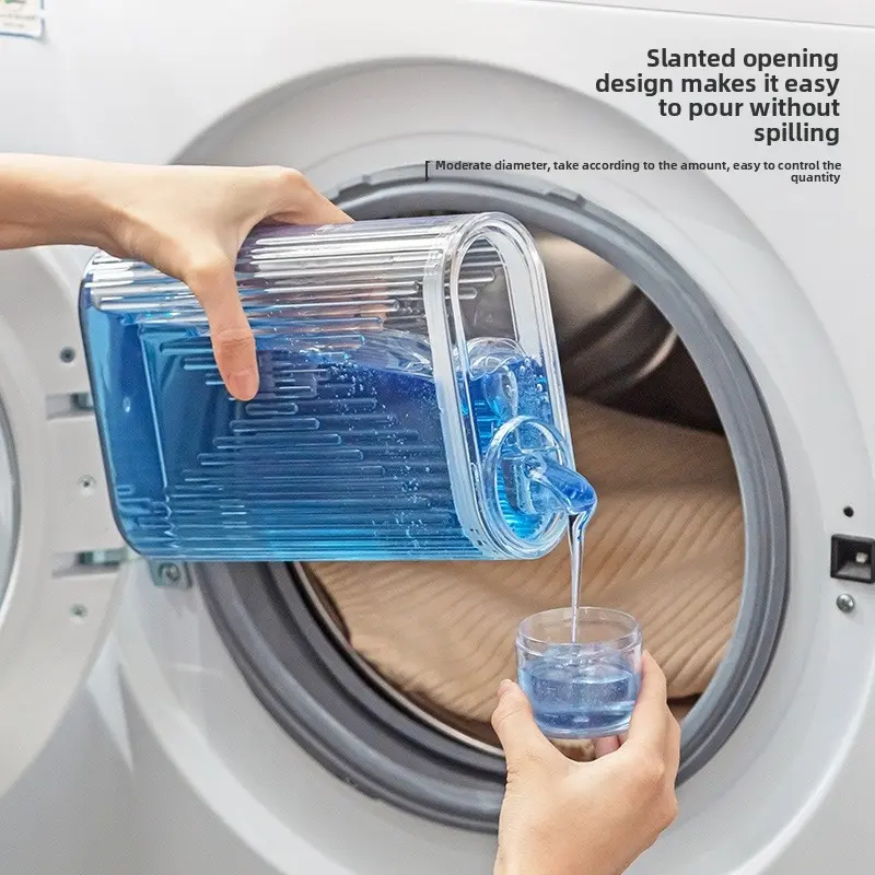Large-capacity transparent laundry detergent refill bottle for home use, empty bottle for washing machine softener replacement, wide-mouth storage rack